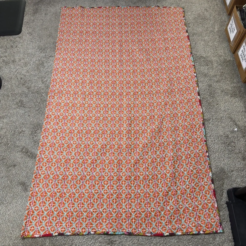 Cotton Reversible Quilt Throw Blanket 41x72 Multicolor Paisley Floral Artsy